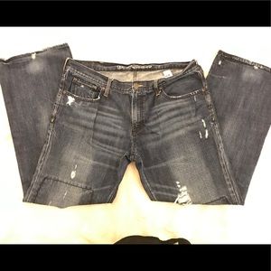 Distressed Dark Wash Wide Leg Jeans